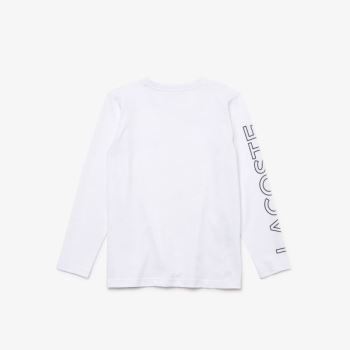 Lacoste SPORT Breathable Cotton T-shirt Dětské - Tričko Bílé / Tmavě Blankyt Blankyt | CZ-Ue4UId